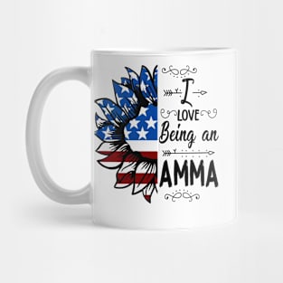 Vintage American Flag I Love Being An Amma Happy Independence Day Mug